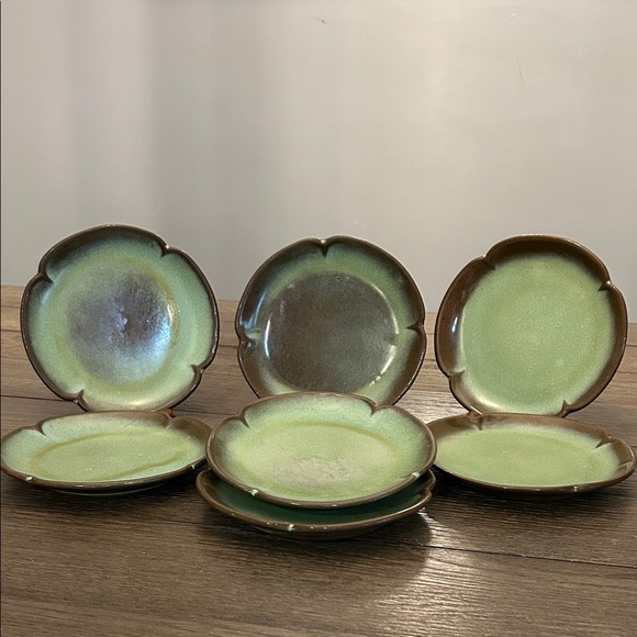 Vintage Frankoma Plainsman Prairie Green salad dessert 6” Plate 7 plates USA EUC - Picture 1 of 16